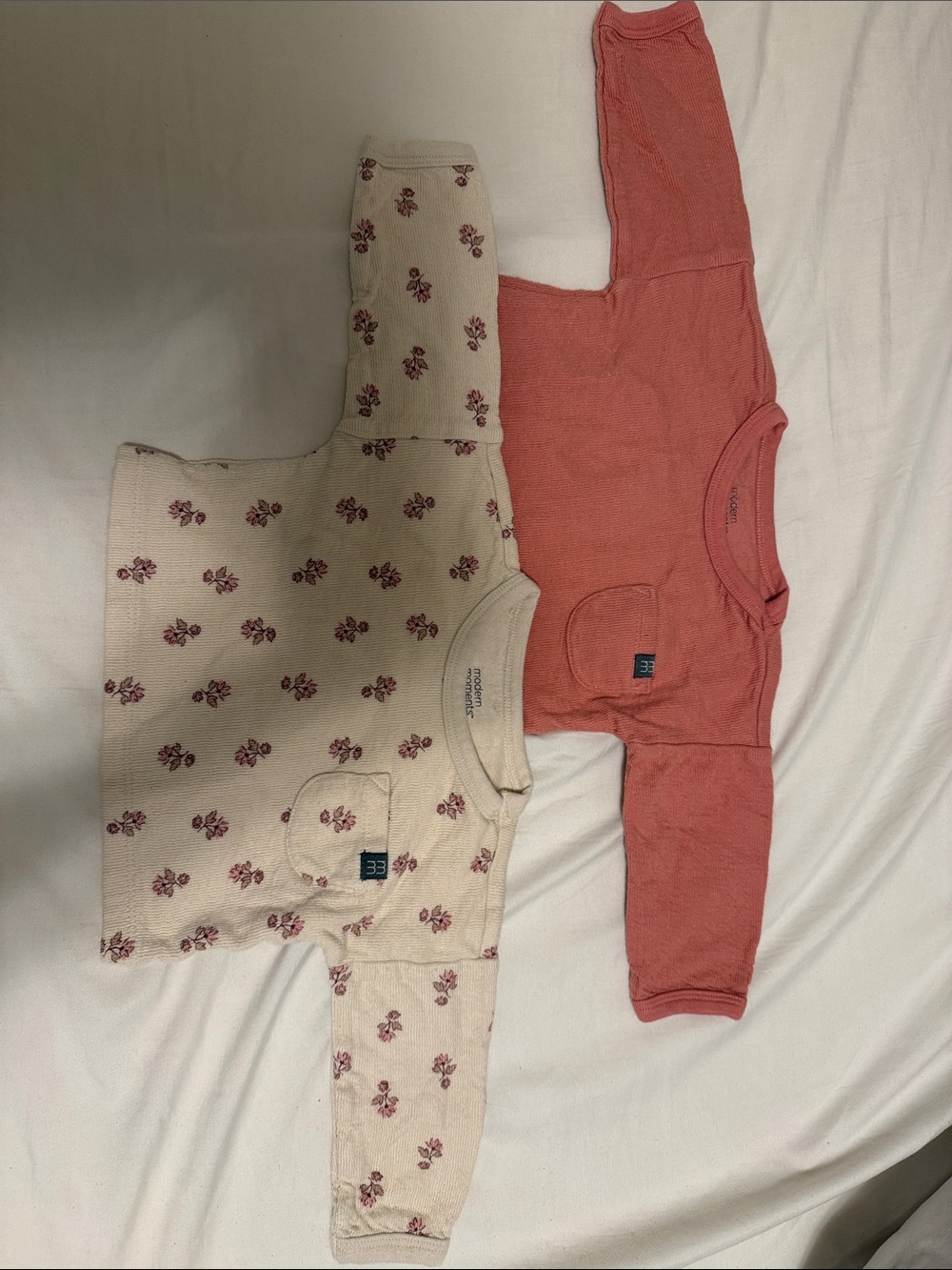 Organic Cotton Kids Thermal Long-Sleeve Tops - Dusty Pink & Cream Floral